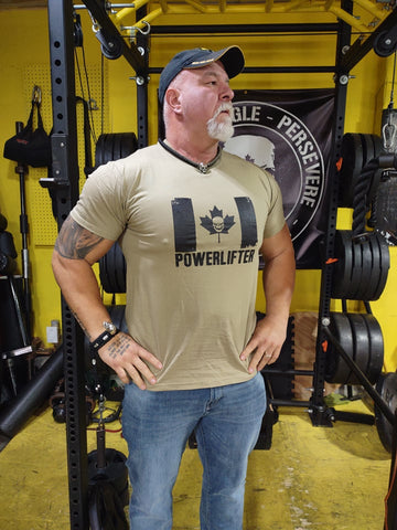 Canadian Power lifter  Men's  TAN T shirt