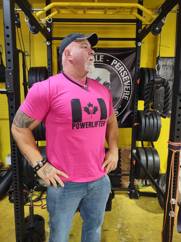 Canadian Power lifter  Men's  HOT  Pink T shirt