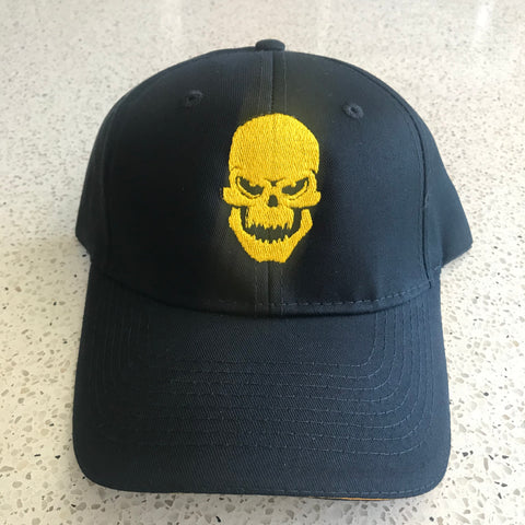 Iron Hos Adjustable  Black Hat - YELLOW  Skull