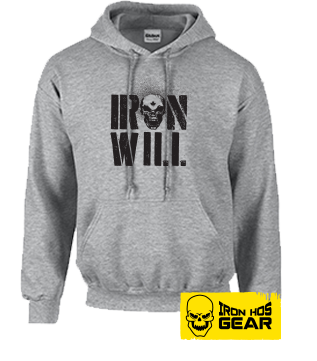 Hardcore Iron Hos Gear - IRON WILL -Grey Hoodie