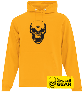 Hardcore Iron Hos Gear - SKULL - Yellow Hoodie