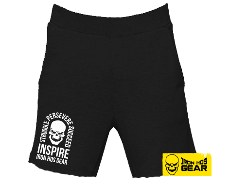 Iron Hos Inspire Shorts -Fleece Black - White Print