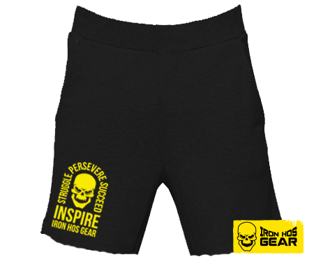 Iron Hos Inspire Shorts -Fleece Black - Yellow Print