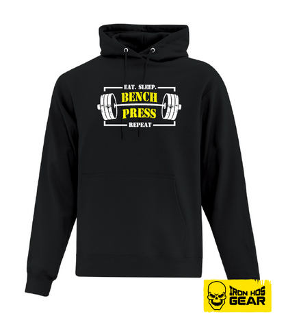 Eat Sleep Bench Press Repeat Hoodie from Iron Hos Gear